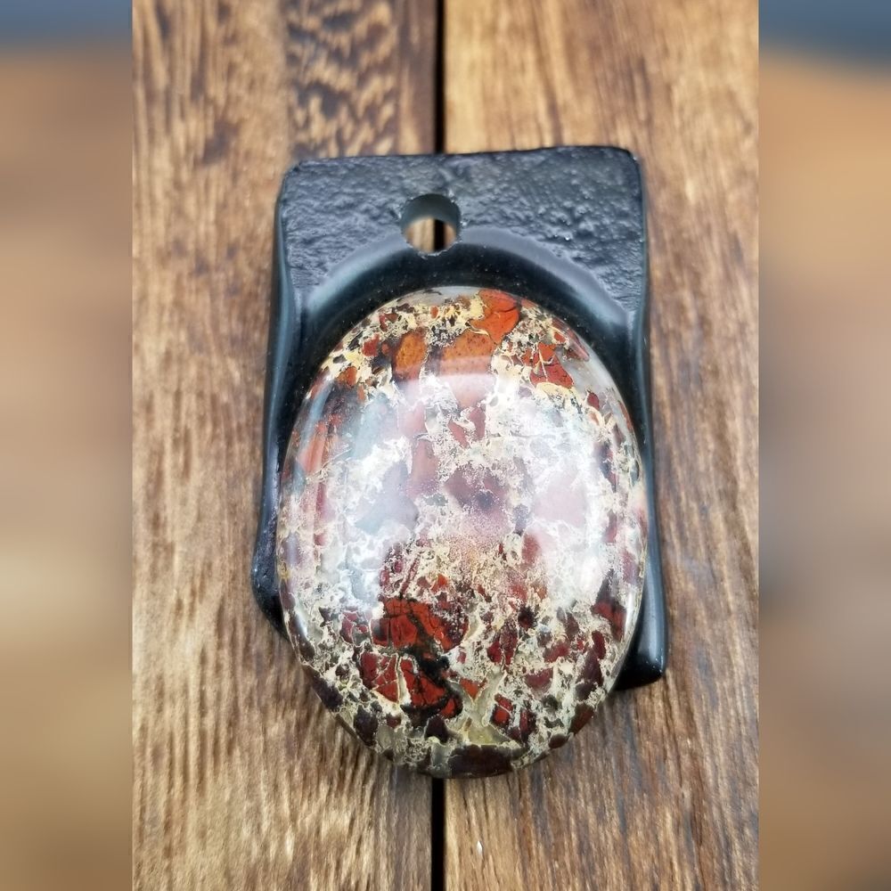 Spackled agate tribal necklace pendant P223